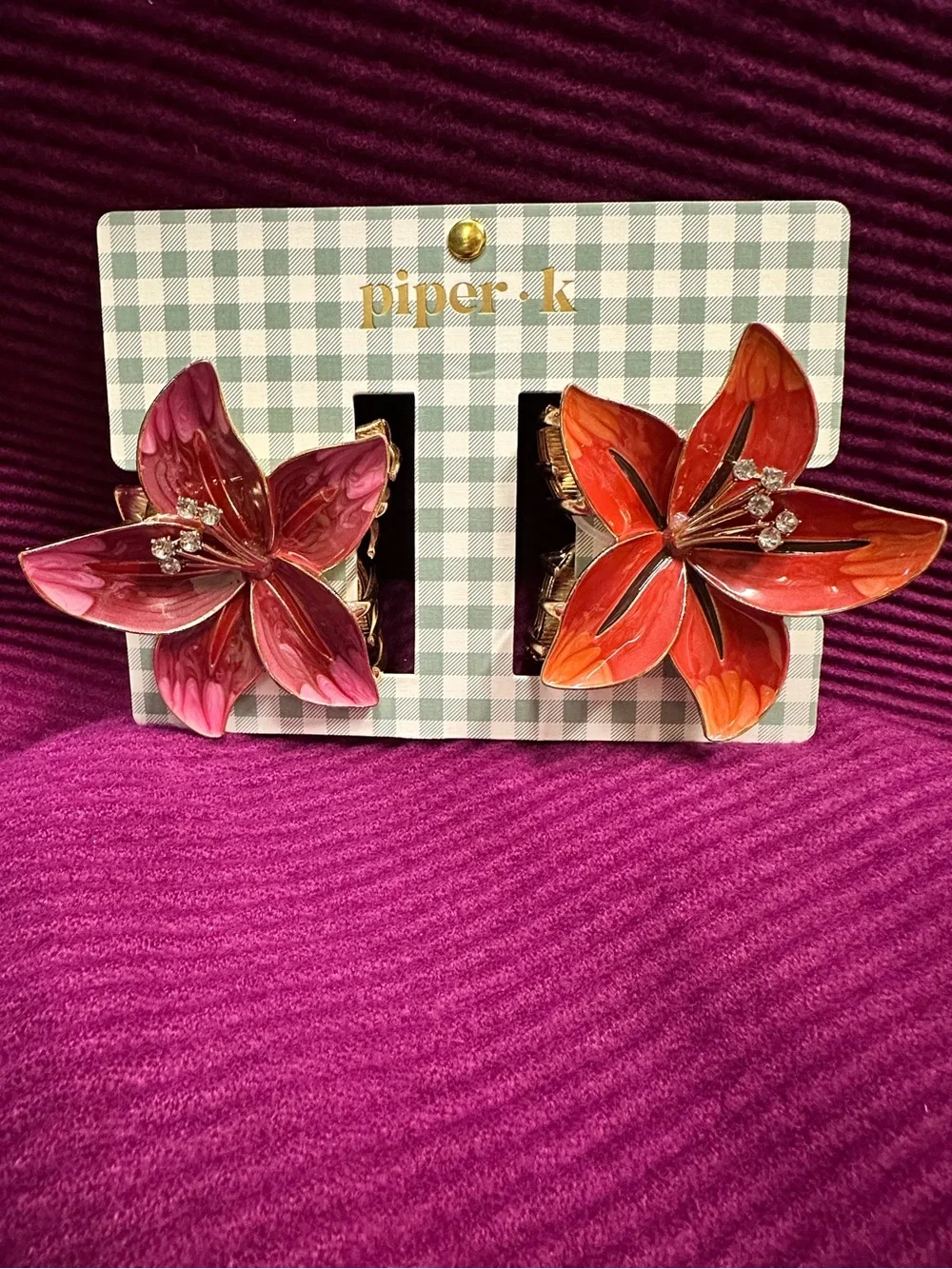 Piper•K Tropical Orchid Lily Hair Clips & Sunday State Elastic Set Tropical Vaca